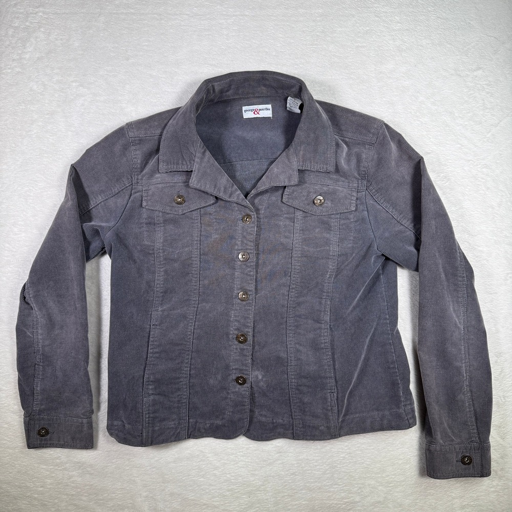 George‎ & Martha Women's Gray Corduroy Button Up Jacket Size Large
